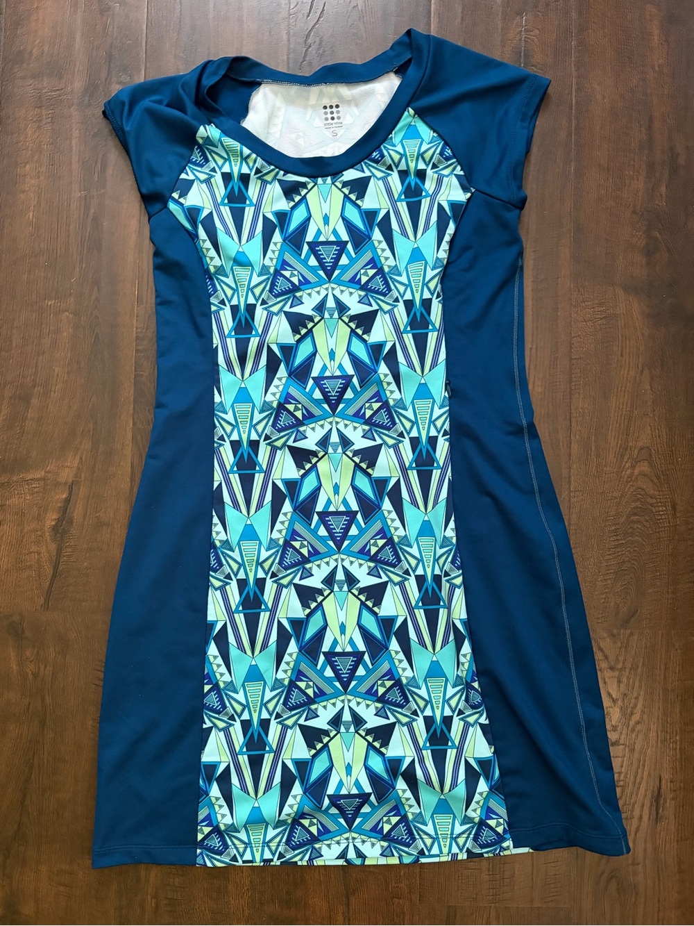 Title Nine Teal & Navy Geometric Active Mini Dress